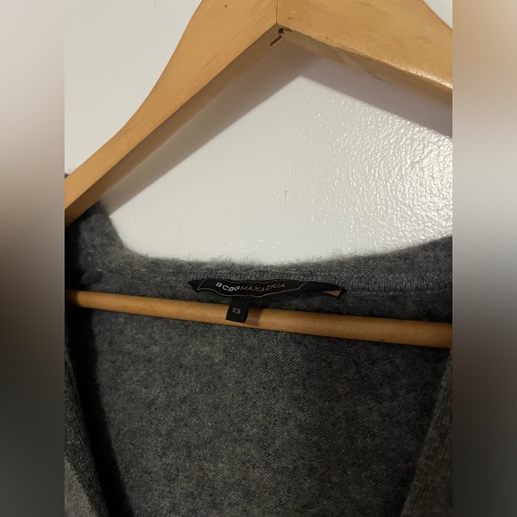 100% cashmere BCBG grey v neck hooded long sleeve sweater hoodie - Picture 3 of 7